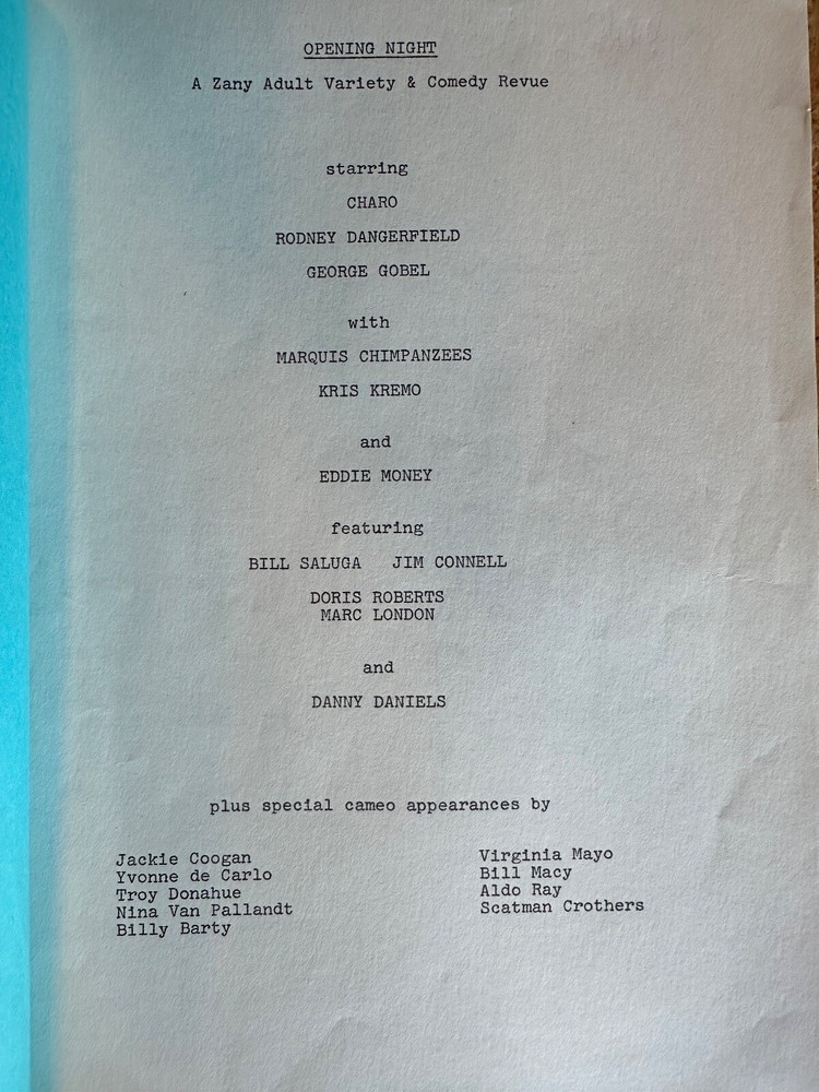 OPENING NIGHT TV SHOW SCRIPT HAND SIGNED GEORGE GOBEL PERSONAL