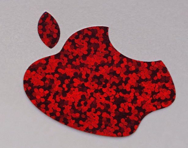 Glitter Red Color Changer Logo Overlay for Macbook