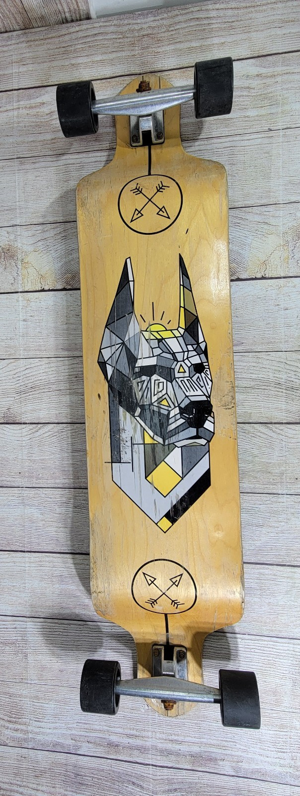Xtreme Free Skateboard Longboard Abstract Geometric Dog Drop Down 42" (worn)
