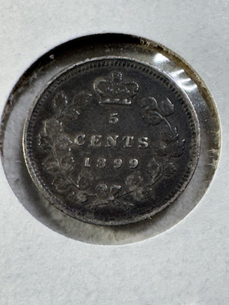 1899 Canada 5 Cents Silver Coin