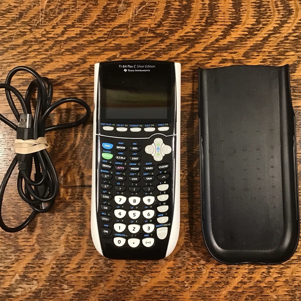 Texas Instruments TI-84 Plus C Silver Edition Calculator W/ Cable Tested