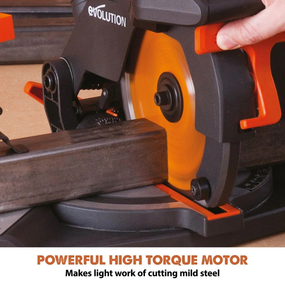 Evolution R210CMS: Compound Miter Saw With 8-1/4 in. Multi-Material Cutting Blad
