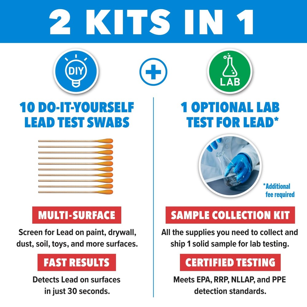 ® Lead in Solids Combo Test Kit – 10 DIY Swabs + Optional Testing at our EPA ...