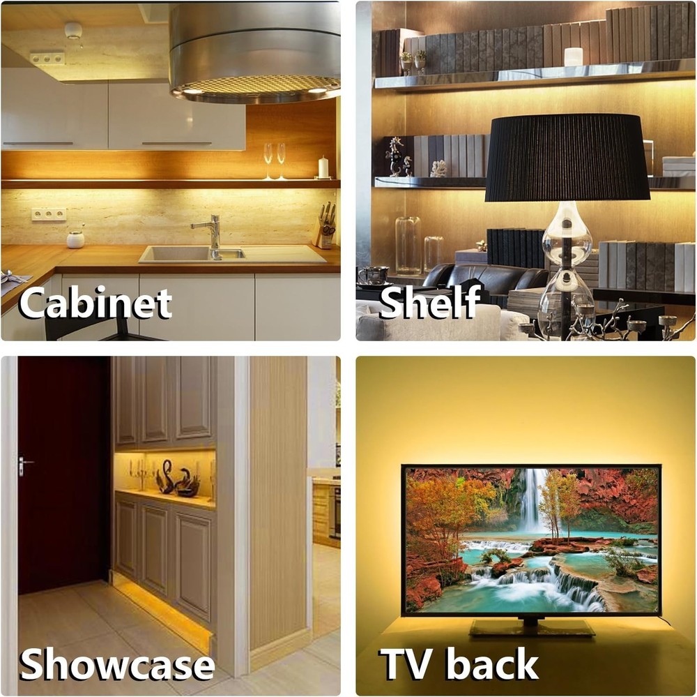 6 PCS Remote-Controlled LED Strip Lights - Adjustable Warm White Ambiance