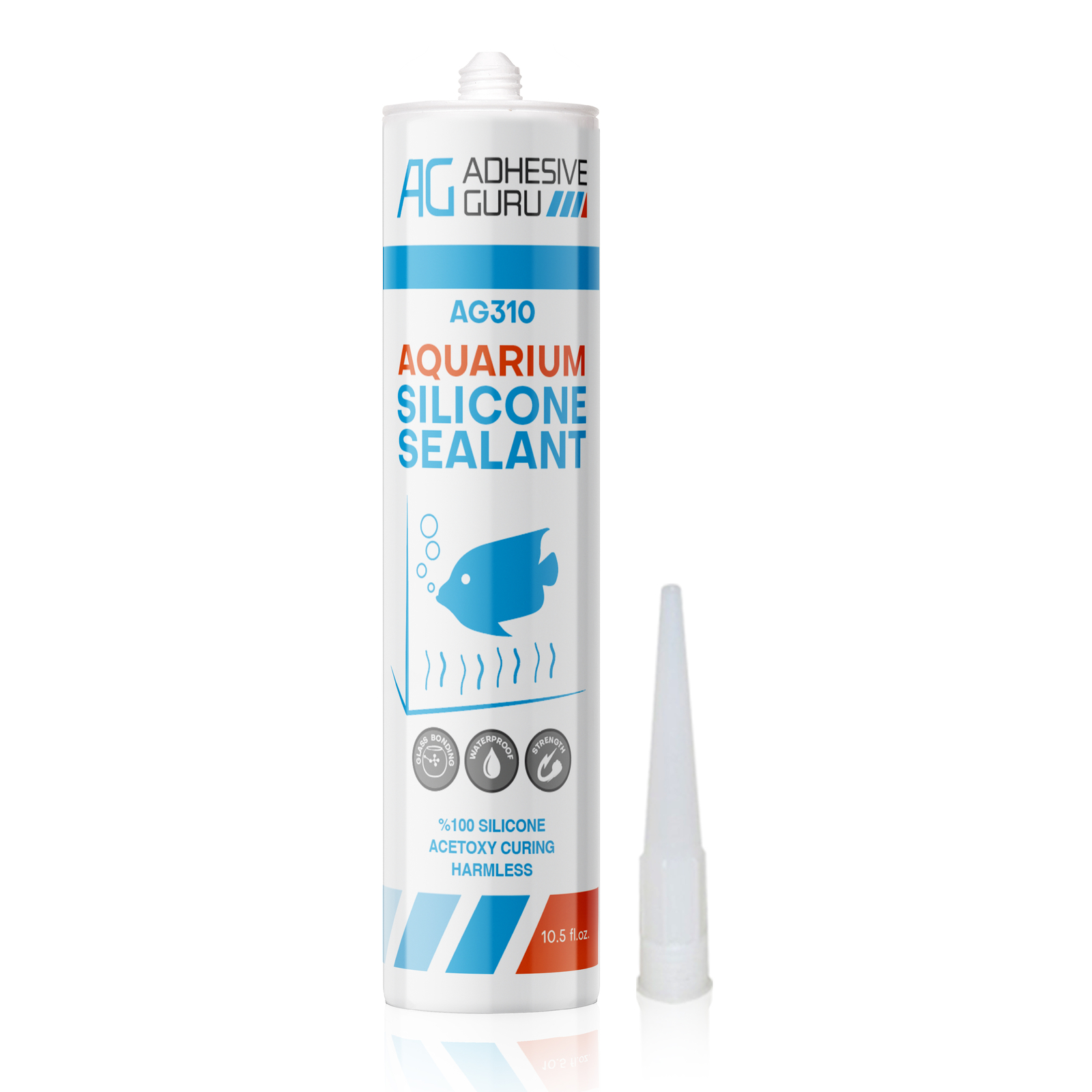 Aquarium Silicone Sealant Clear (10.5 fl oz), 100% Non-Toxic for fish 1 pk