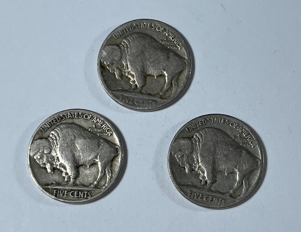 Errors 1935 (2) & 1920-S Buffalo 5C (#20716) Obv Die issues 3 pcs