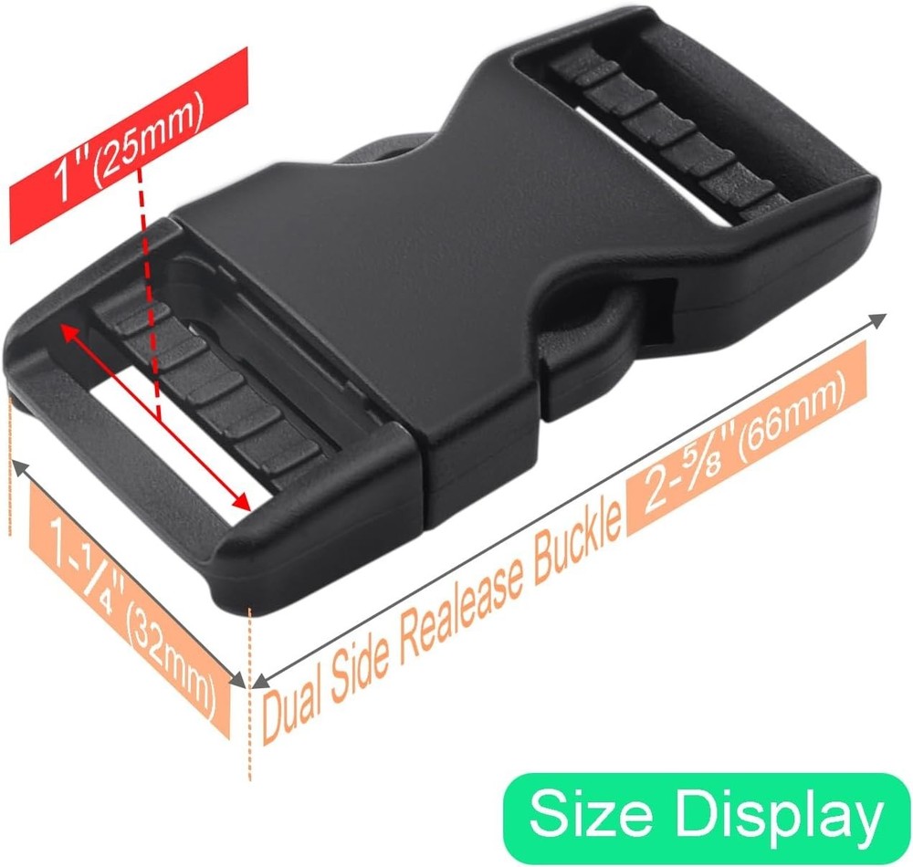 Reliable 1" Quick Release Plastic Buckles - Heavy Duty 6 Pack for Straps