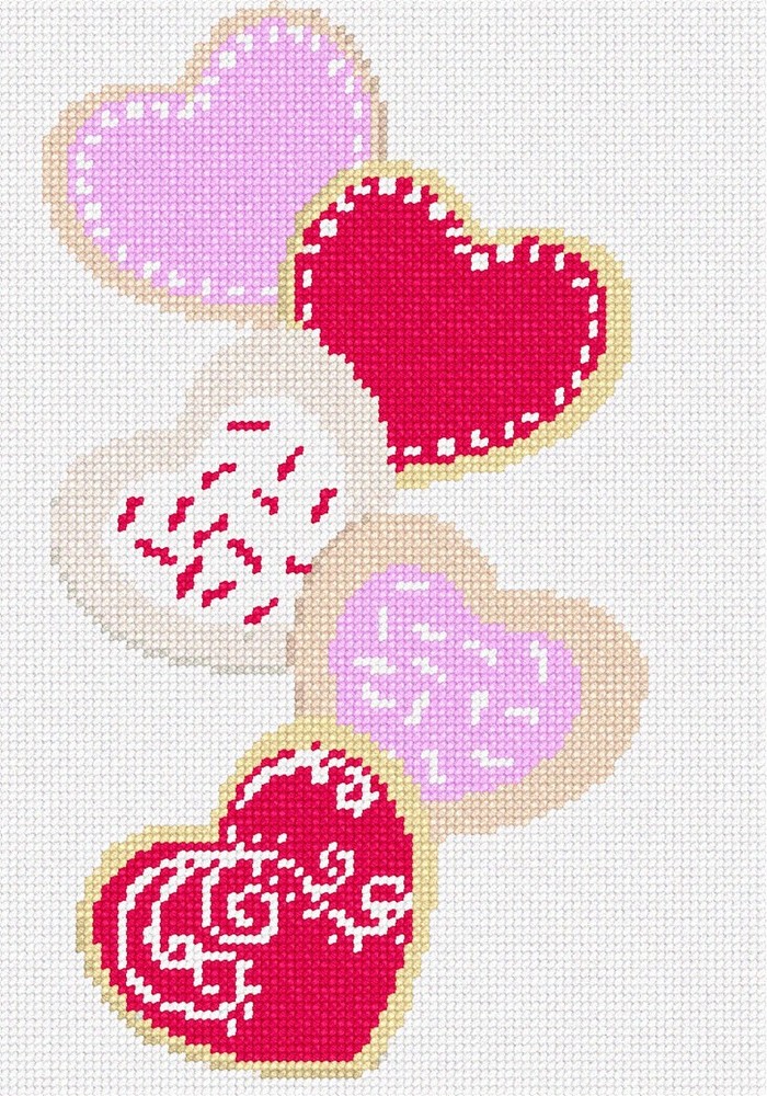 Heart Cookie Stack Needlepoint Kit or Canvas
