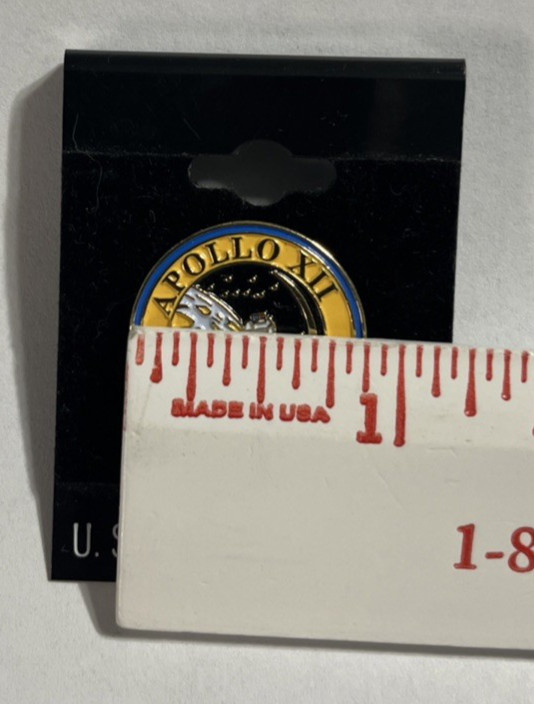 U.S. Space Program Apollo XII Pin - Conrad, Gordon, Bean - NASA 1” diameter