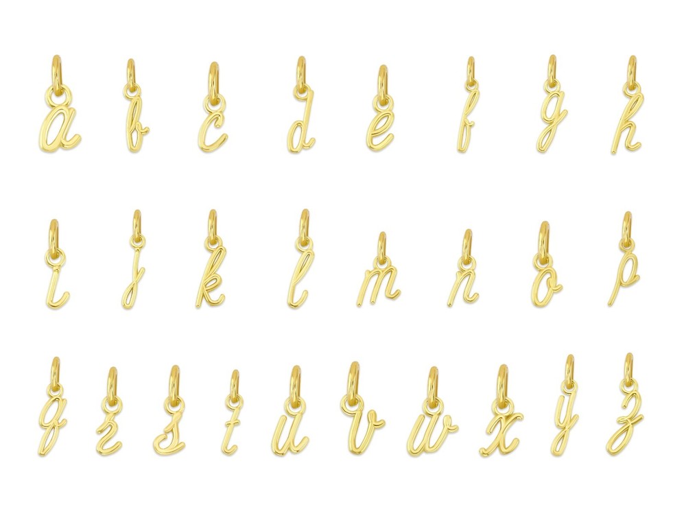 Solid Gold Lowercase Initial Charm in 10k or 14k, Tiny Letter Charm for Bracelet