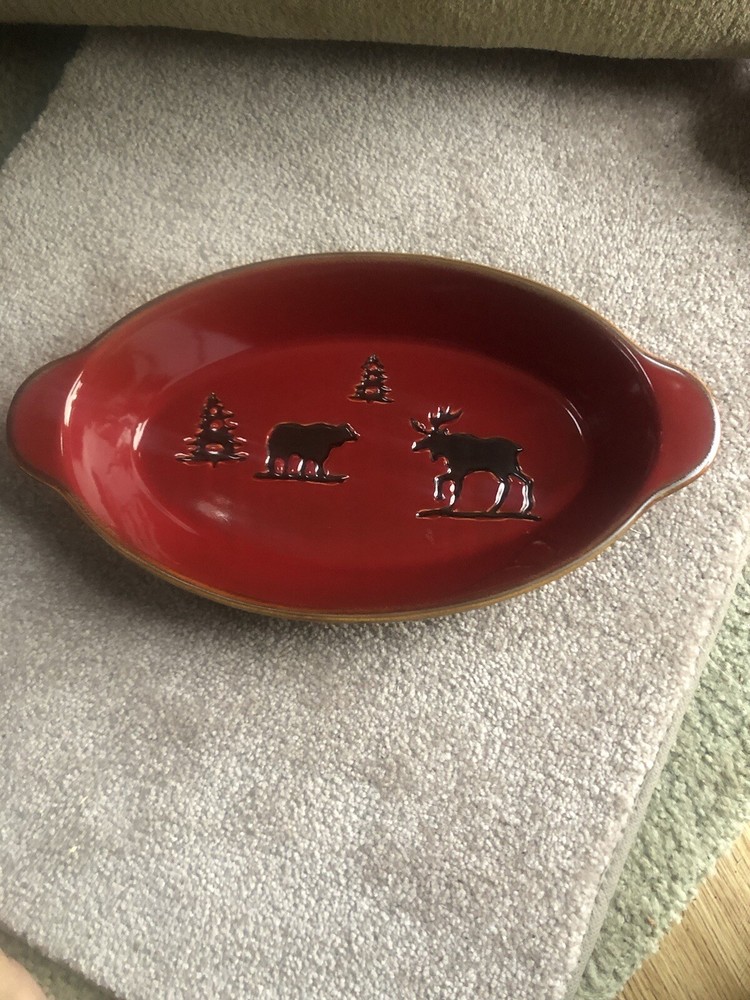 HOME STUDIO WOODLAND BEAR ONE OVAL SERVING BAKING  DISH 12.5”