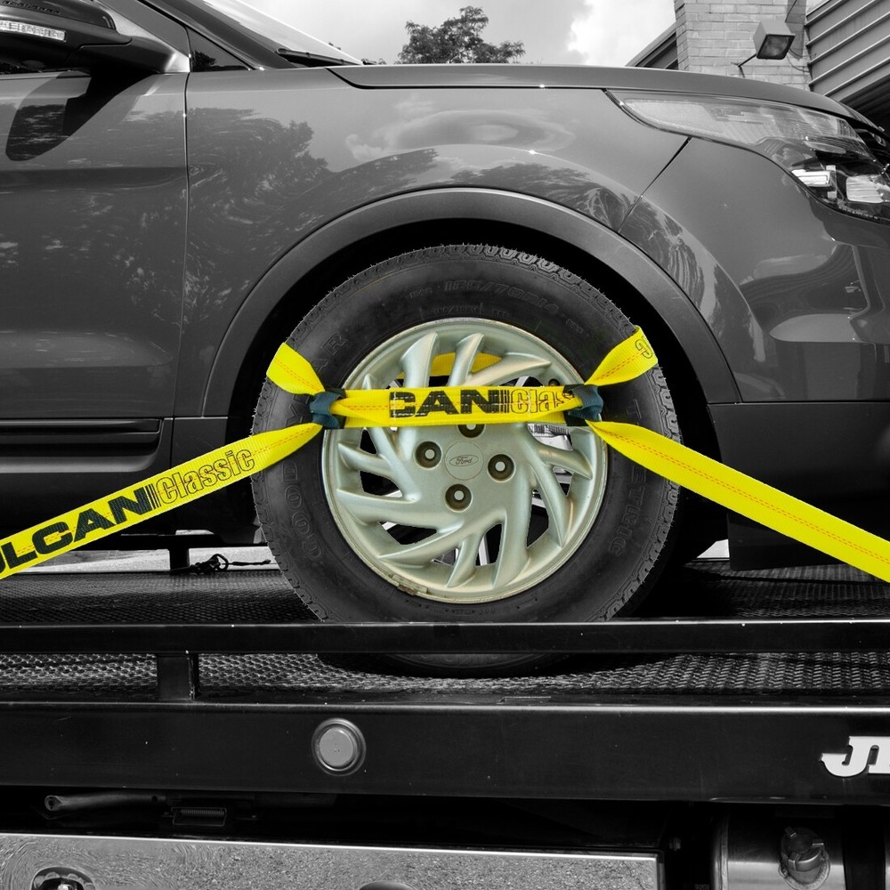 VULCAN 8-Point Roll Back Car Tie Down Kit - Snap Hooks On Both Ends, 4 Pack