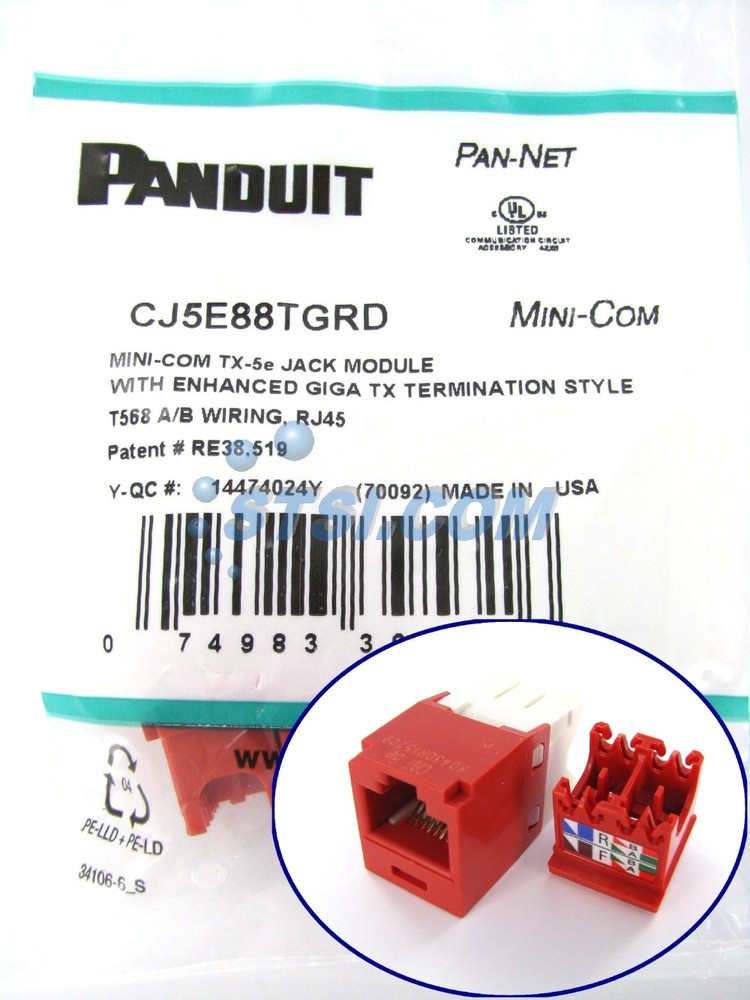 Panduit CJ5E88TGRD Cat5e Mini-Com Jack Red ~STSI
