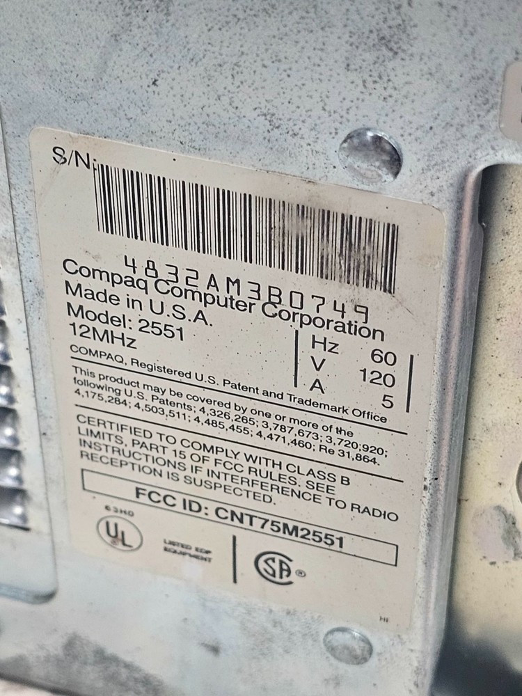 Vintage Compaq Deskpro 286 AT PC Computer Complete w/Drives & Cards Powers/Posts