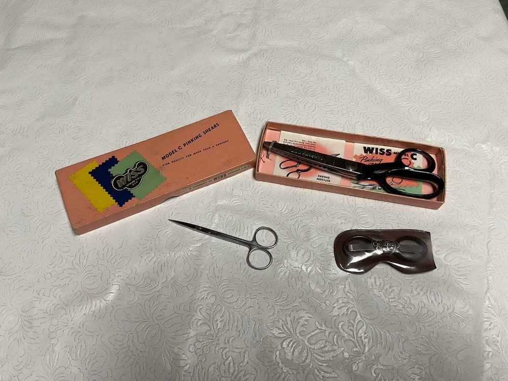 Scissors LOT - Wiss Pinking Shears, Folding Scissors And Embroidery Scissors