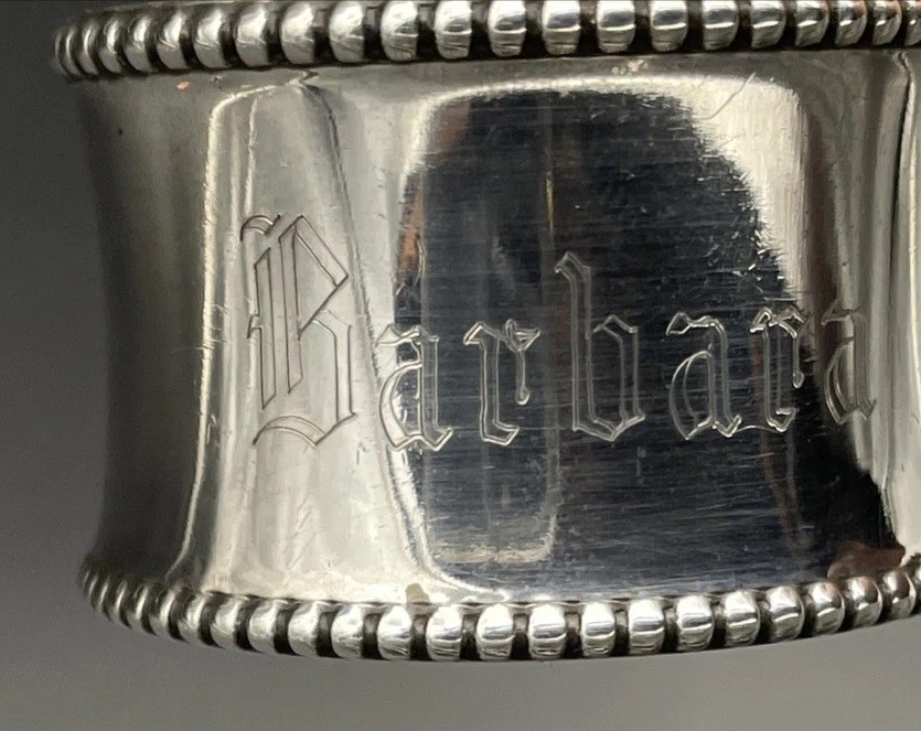 Gorham Sterling Silver Napkin Ring Name Engraved “Barbara Ann”