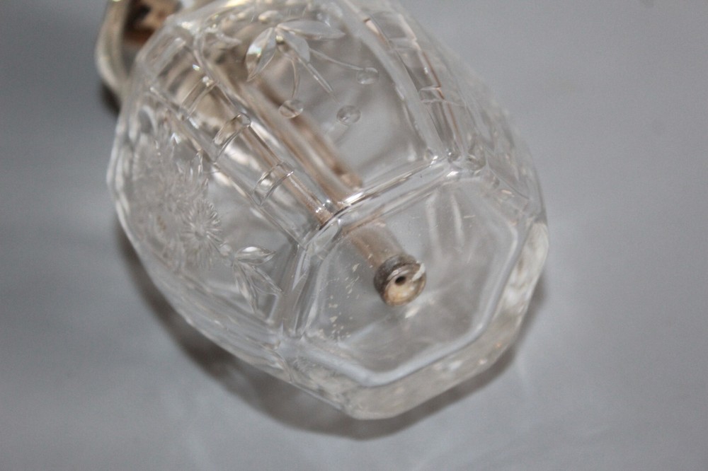 WEBB CORBETT HEXAGONAL CUT CRYSTAL PERFUME ATOMISER BOTTLE WITH SILVER COLLAR