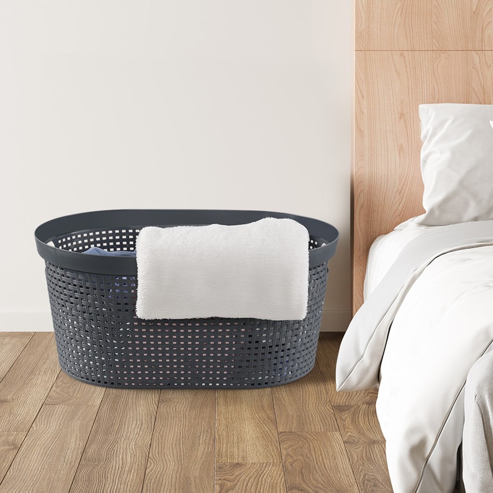 4 Pack Large Laundry Baskets, Plastic Hamper Laundry Basket, 40L, Grey