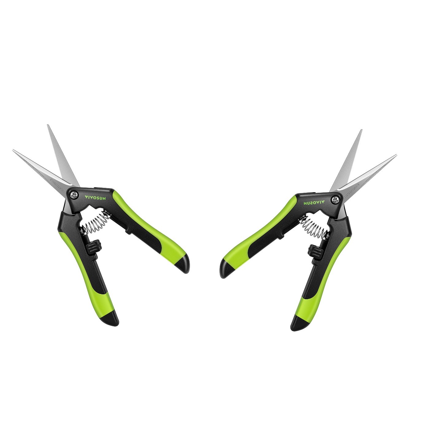 VIVOSUN 2PCS 6.5" Hand Pruner Pruning Shear W/ Straight Stainless Black & Green