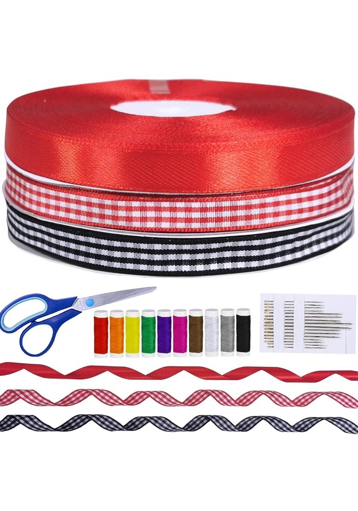 Gingham Weave Ribbon, scissors and accessories