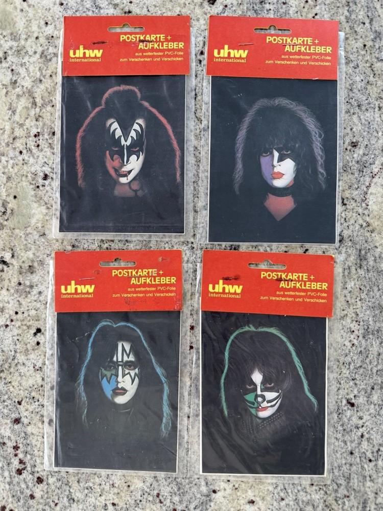 KISS 1979 GERMAN SOLO ALBUMS STICKER SET GENE PAUL ACE PETER AUCOIN VINTAGE RARE