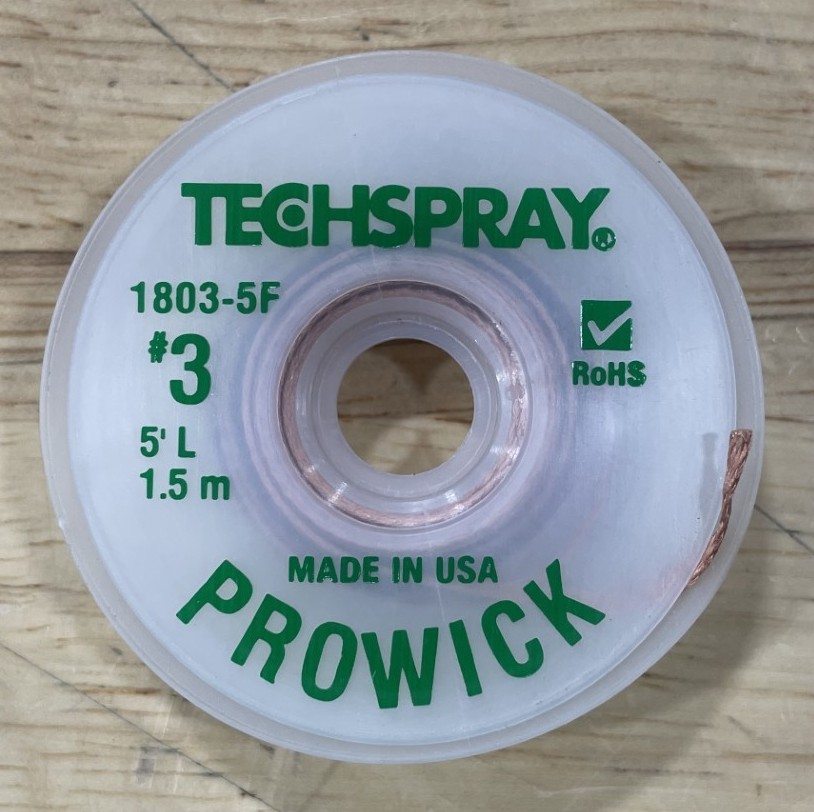 Techspray 1803-5F Solder Wick, Pro Wick, Type R Rosin, 0.075" x 5 ft, Size #3