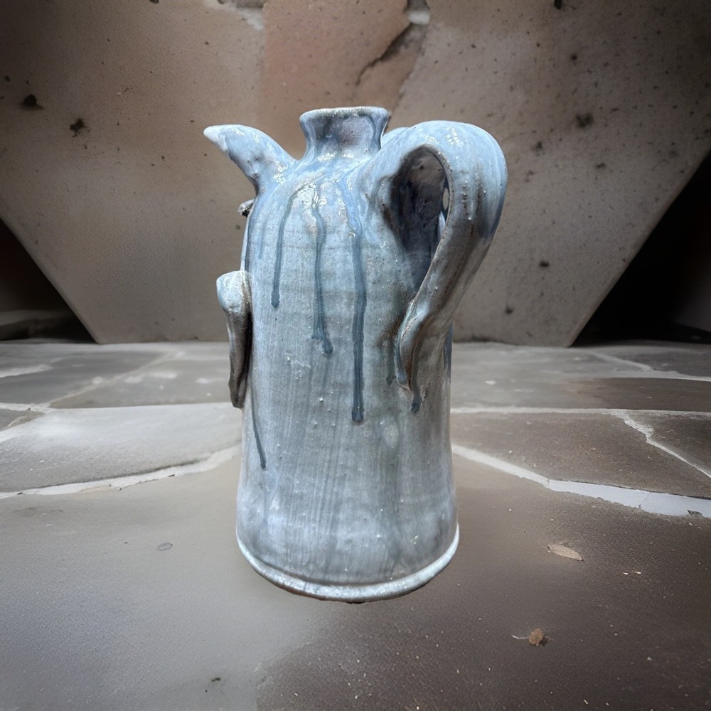 DAL BURTCHAELL Primitive Folk Art Devils Face Rustic Gray Glaze