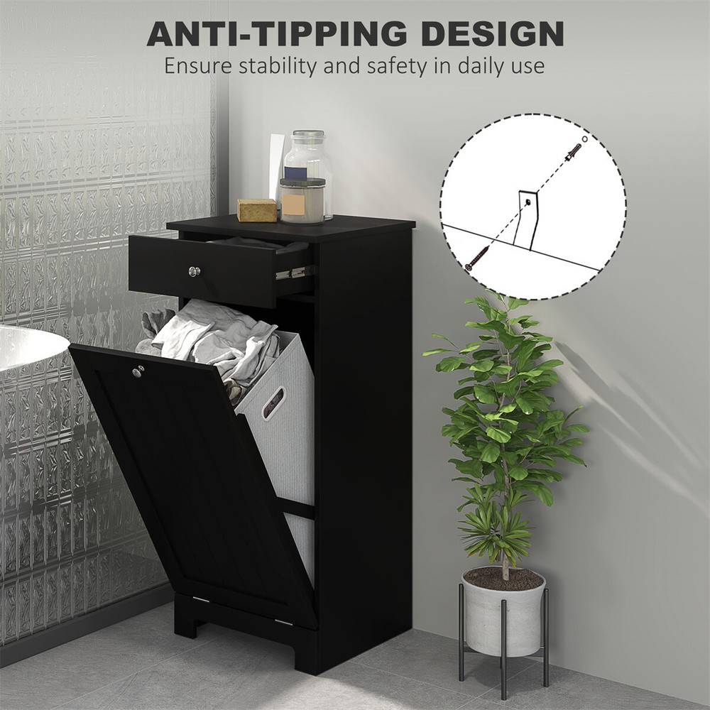 Laundry Hamper Cabinet Storage Cabinet Black
