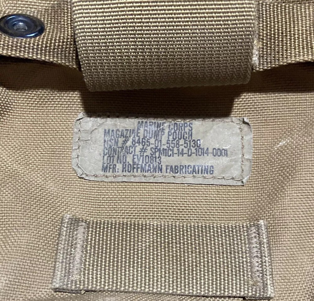 USMC Issue Marine Corps Mag Dump Pouch w/Barrel Lock ** Coyote ** Missing/Snap