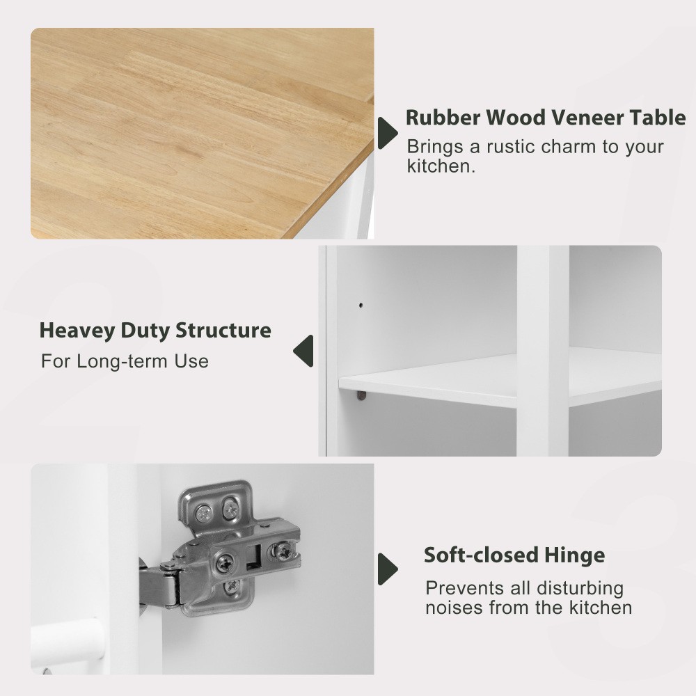Kitchen Island W Extendable Dining Table Internal Storage Rack Storage