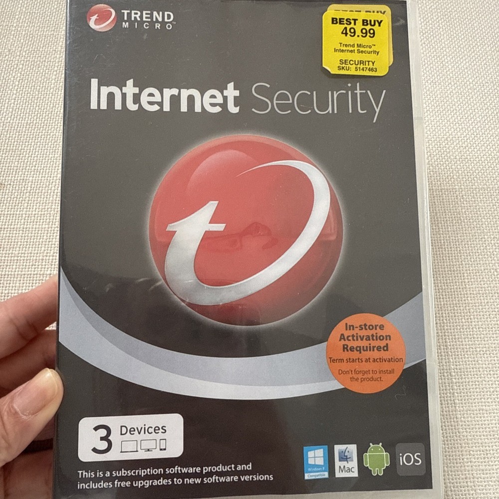 Trend Micro Internet Security (Windows 8/Mac/And/iOS, 3 Devices Protected) NEW