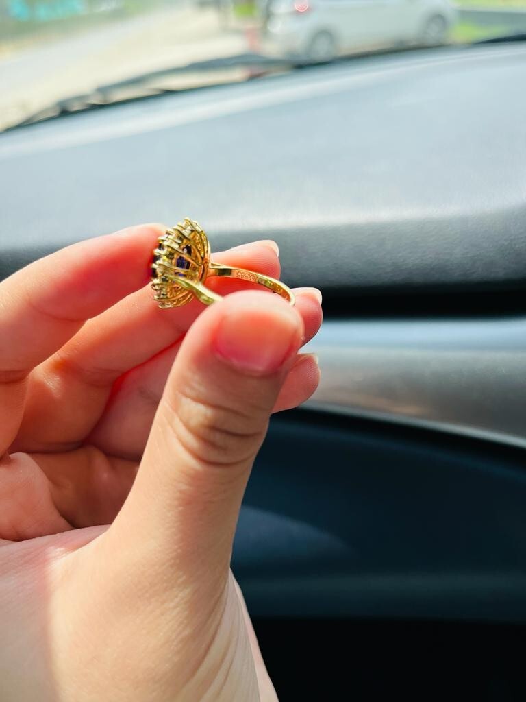 5.50 Ct Real Oval Sapphire & Diamond Diana Princess Ring 14K Solid Yellow Gold 7