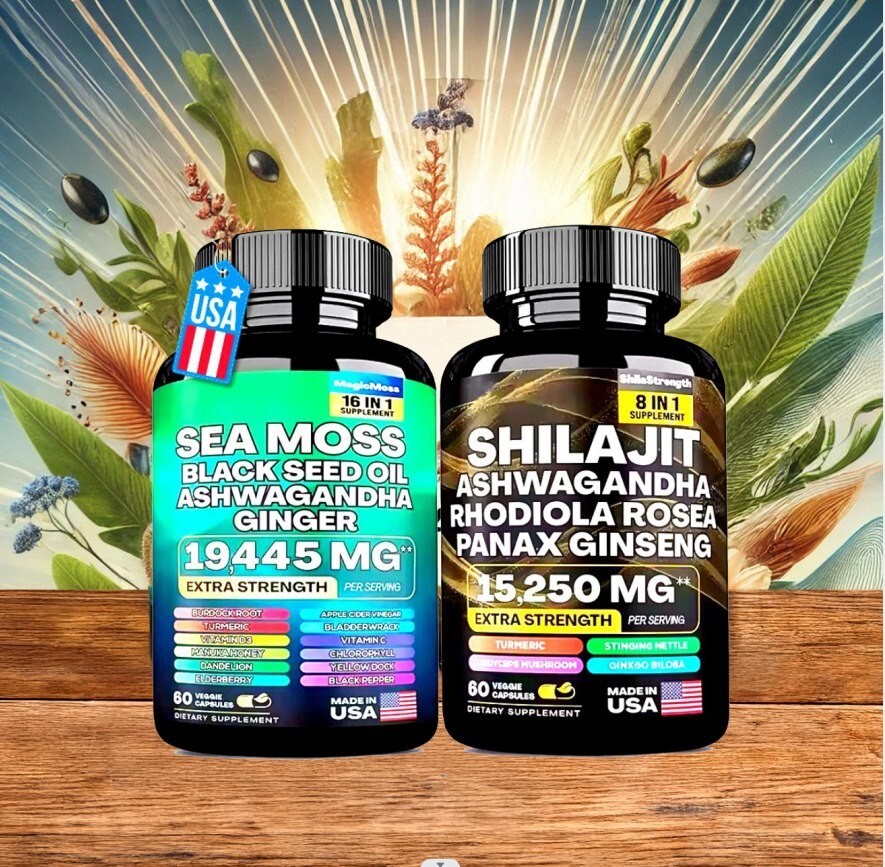 Sea Moss & Shilajit (Black Seed Oil, Turmeric, Ashwagandha, Ginger, Vitamin D