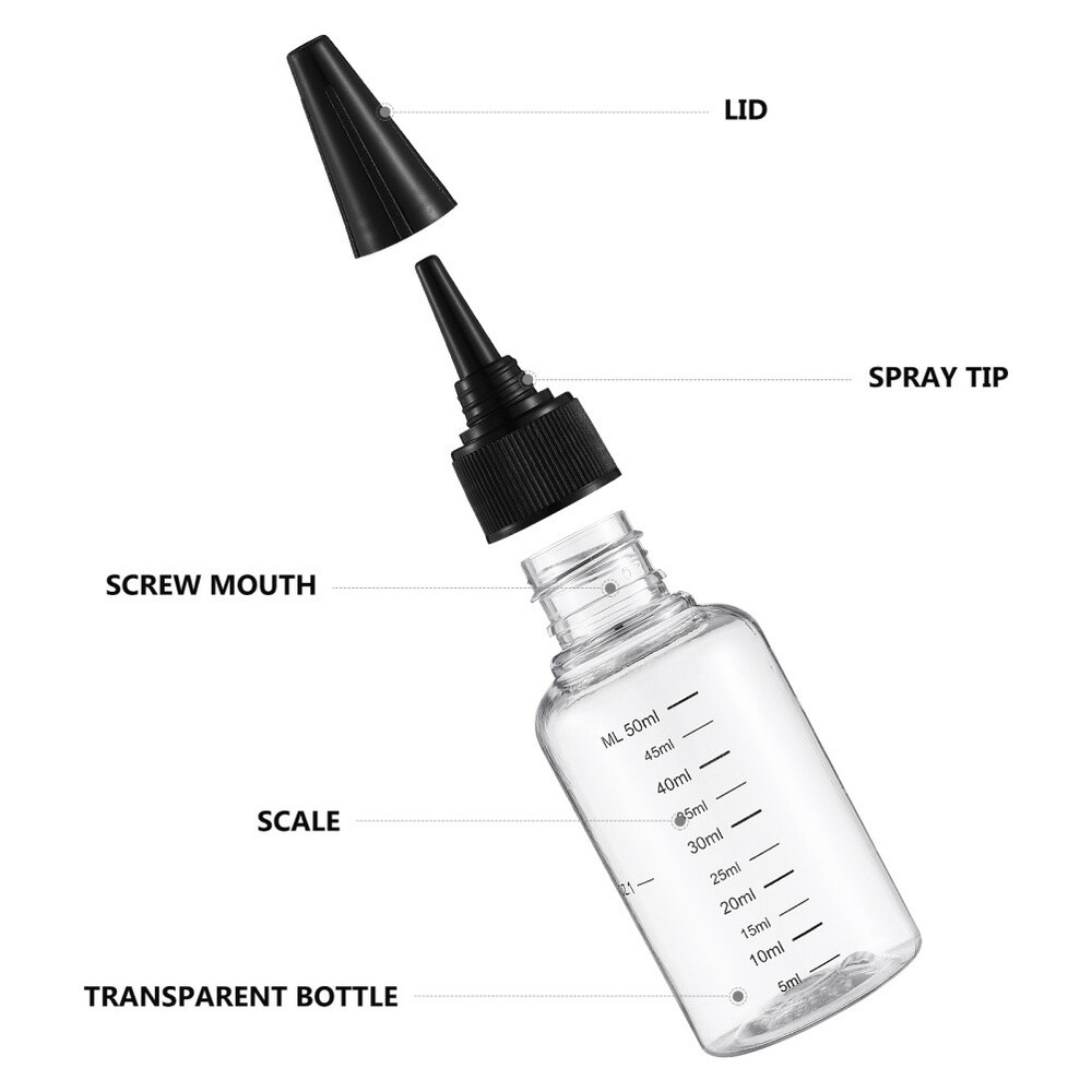 10 Pcs Empty Bottle Transparent Squeeze Applicator Paint Plastic Dispenser 50ML