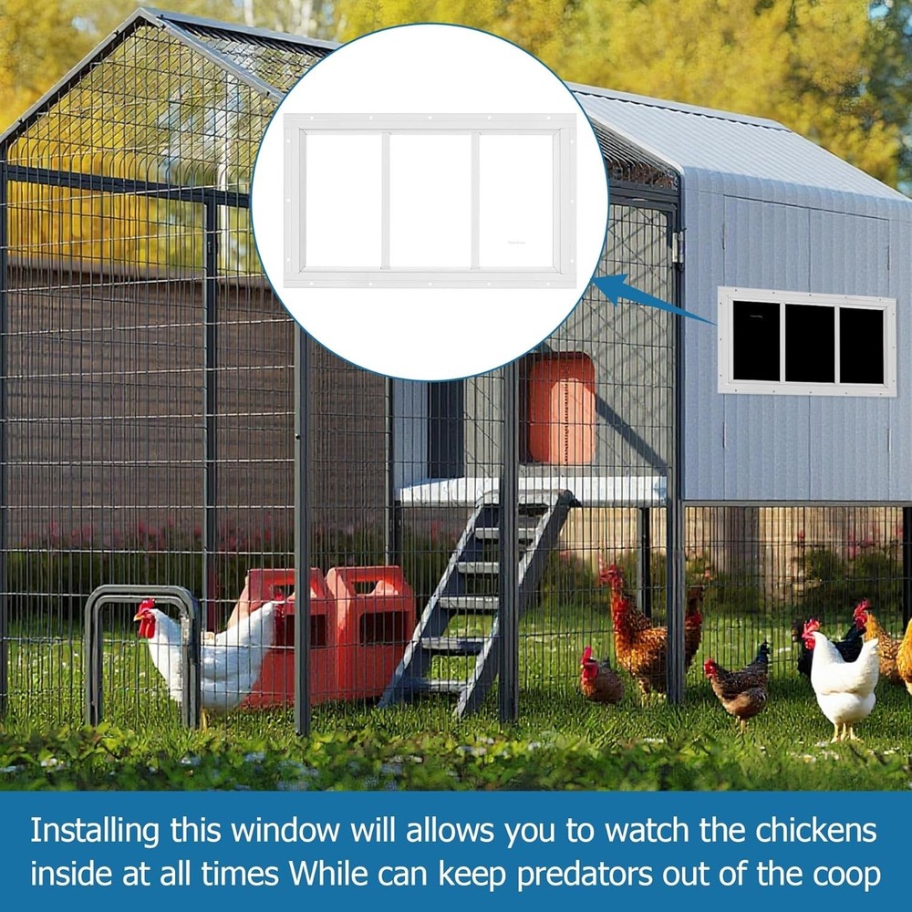 Durable 2 Pack Transom Windows - White Flush Mount, Perfect for Sheds & Coops