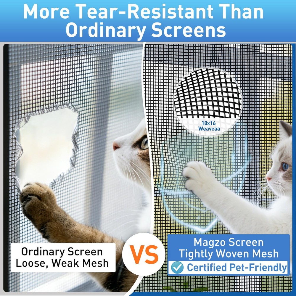 Window Screen Mesh 48"W X 99"L - DIY Adjustable Polyester Pet Proof Screen Door