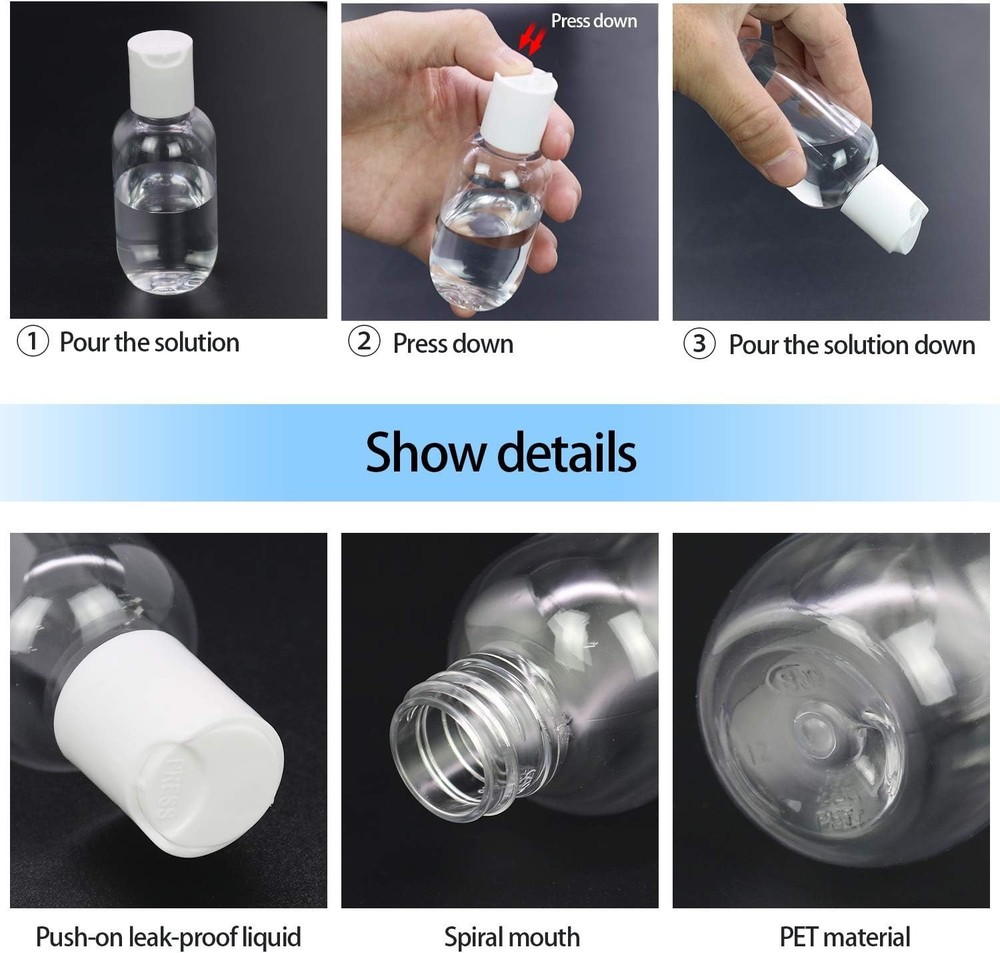 Convenient 12-Pack 60ml Refillable Bottles with Flip Cap for Essential Oils