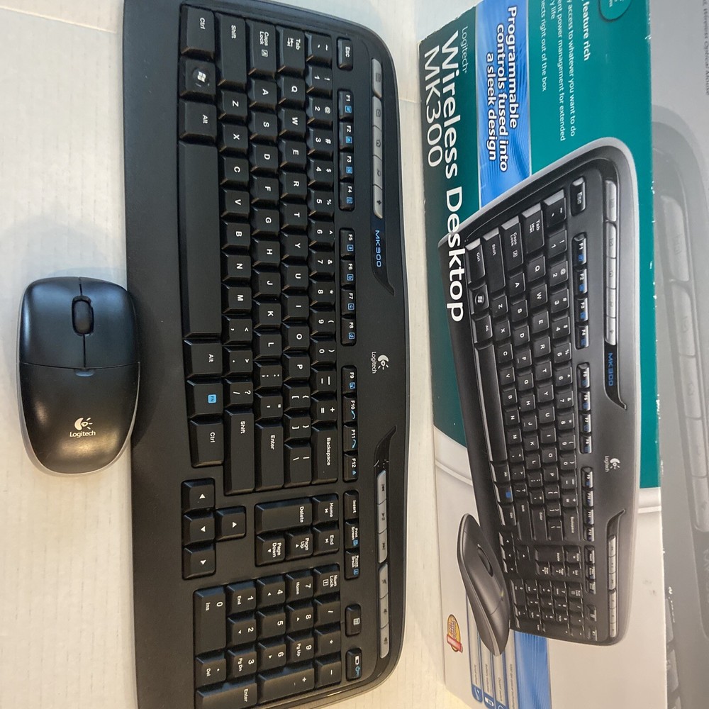 Logitech MK300 Wireless Desktop Keyboard Mouse Receiver Tested Working/ Computer