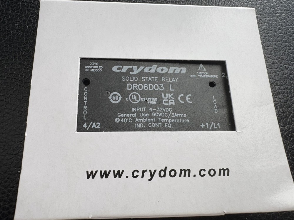 Crydom DR06D03 Solid State Relay, SPST-NO, 1-60V DC 3A Load, 4-32VDC Coil