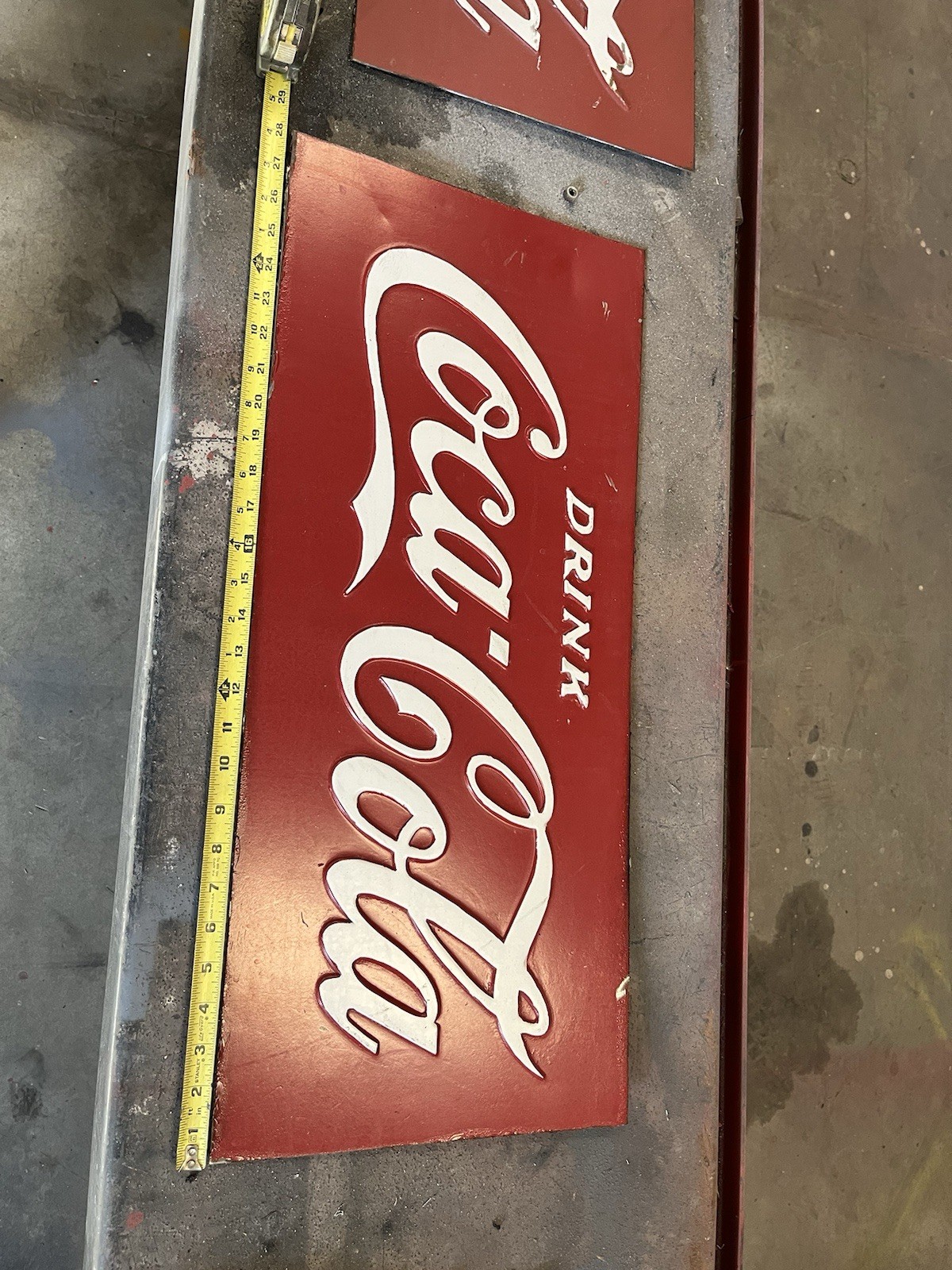 COCA COLA RAISED LETTER METAL END PANEL 1950s-1960s ORIGINAL Last One