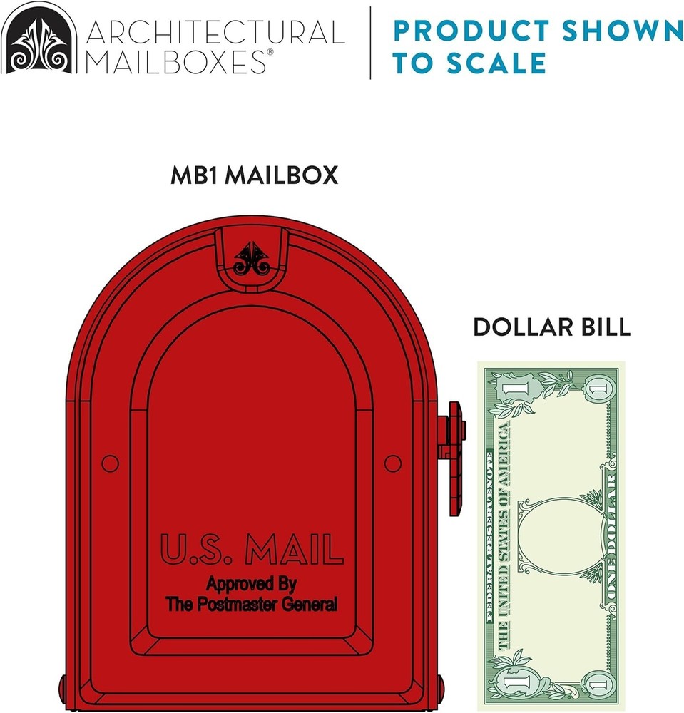Medium Post Mount Mailbox in Bold Red - Secure Magnetic Closure & USPS Approved