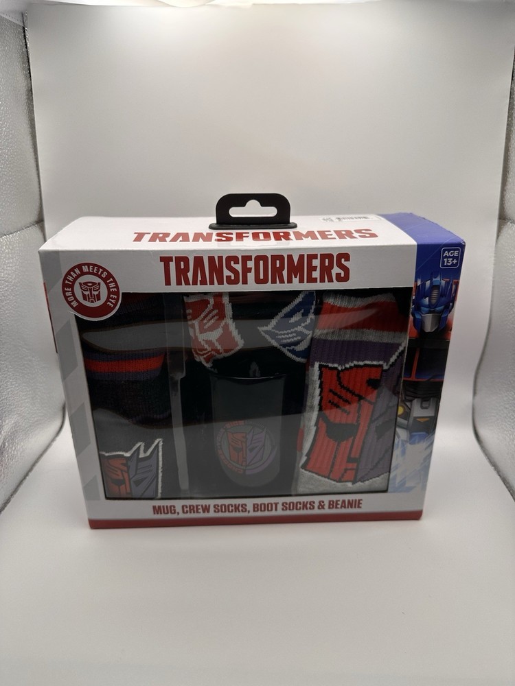 Transformers Men’s Holiday Gift Bundle Socks Beanie Mug
