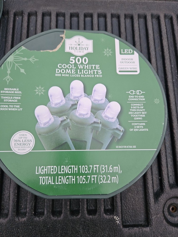 Holiday Time 500-Count Cool White LED Dome Christmas String Lights