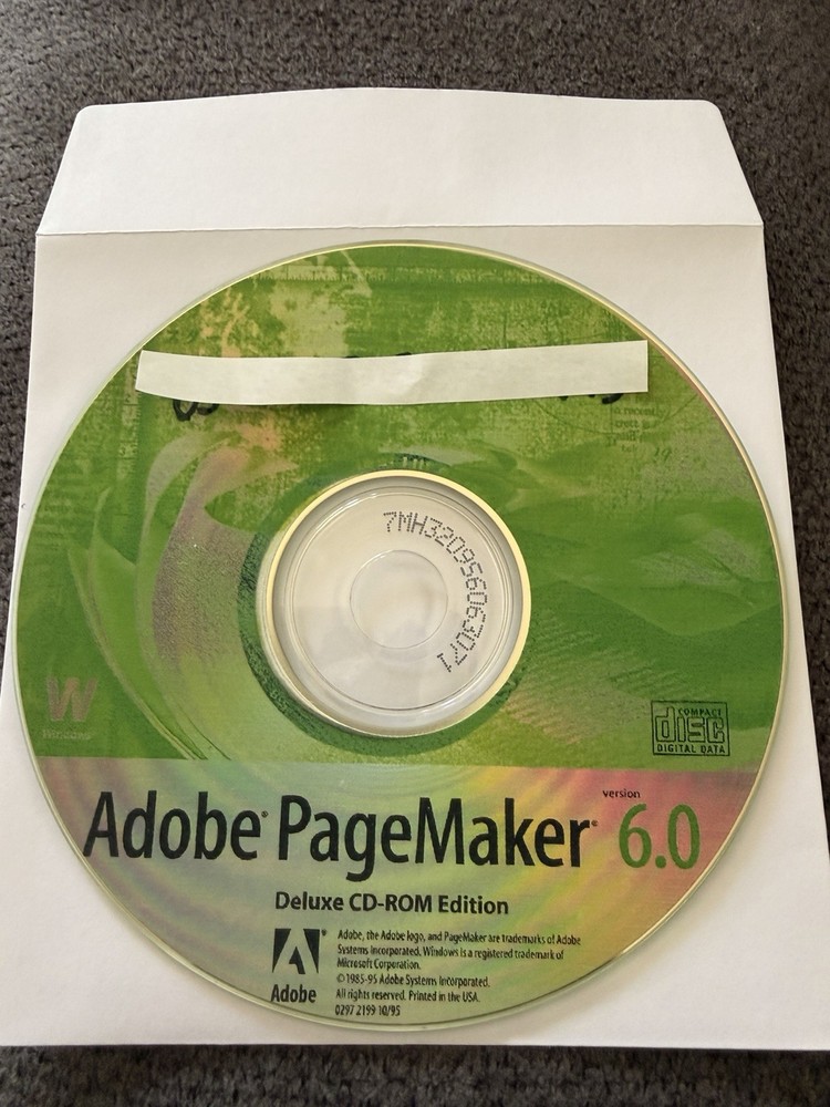 Adobe PageMaker 6.0 Deluxe CD Desktop Publishing for Windows English w/ code
