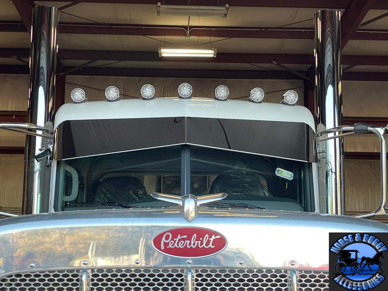 Rollin low Peterbilt 12" x 8" reverse bowtie visor 14 gauge 304 s.s. 379 389