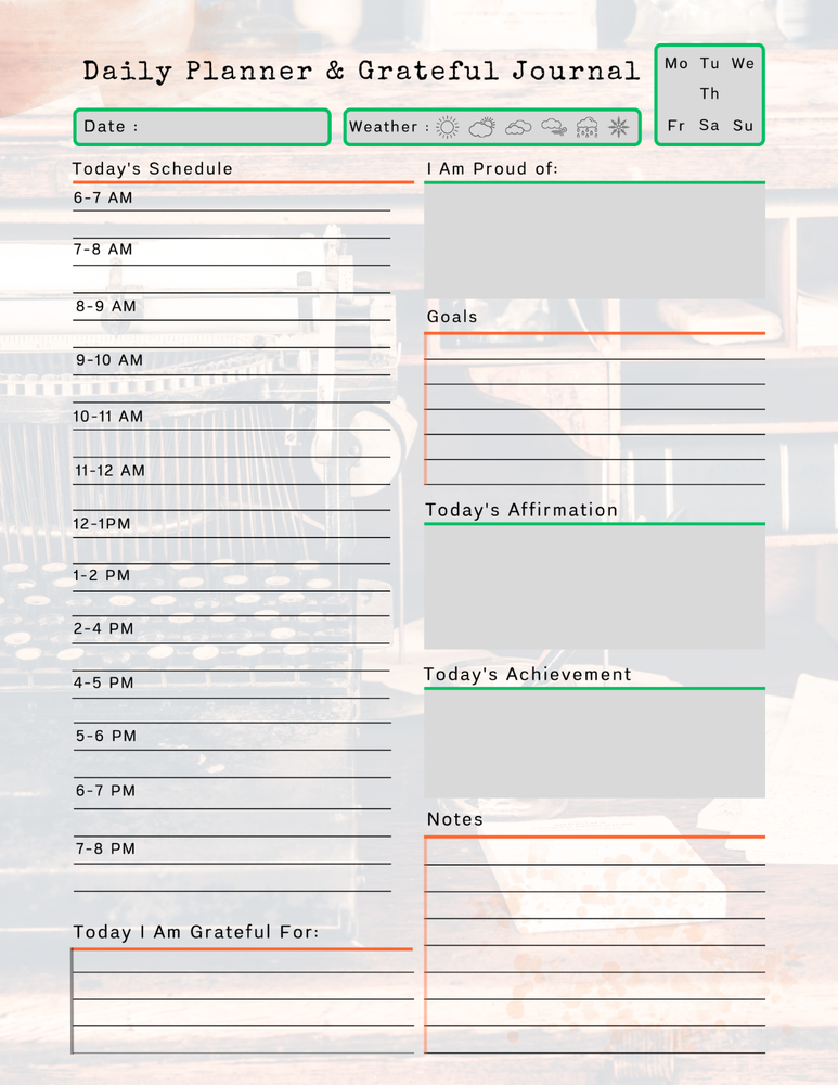 Back to The Typewriter Daily Planner & Grateful Themed Journal