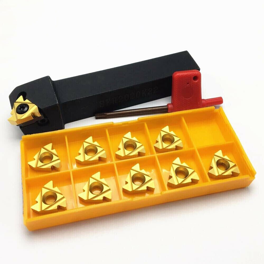 1PCS SER 2020K22 Threaded tool holder +10PCS 22ER N60 Carbide Thread inserts