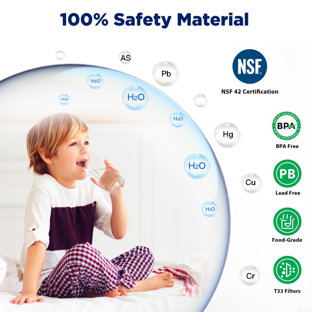 4 Pack Inline Post Carbon Water Filter Purifier Quick Connect 1/4" T33 10" x 2"