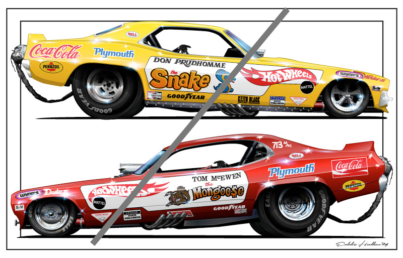 Snake & Mongoose (1) Funny Cars 28X18" Poster FC068
