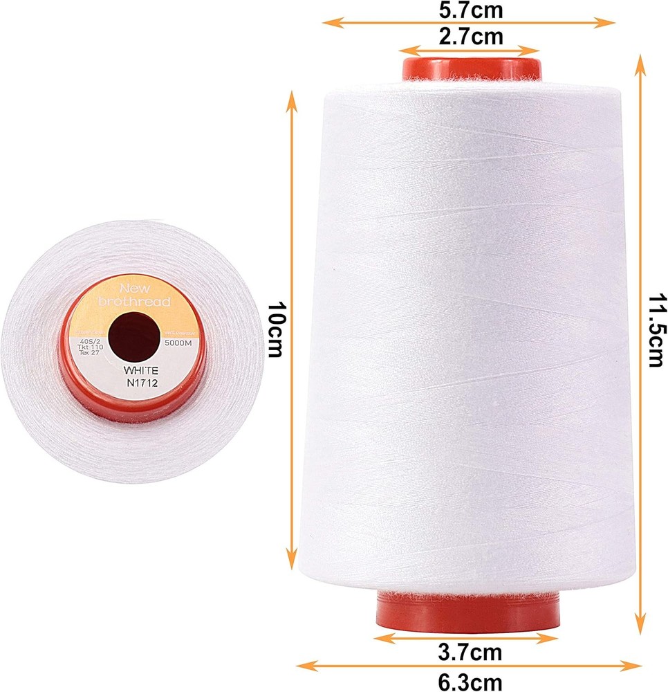 4-Pack Large Cones 5500Y All Purpose Spun Polyester 40S/2 Thread for Serger